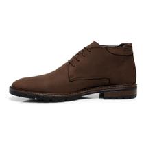 Bota Masculina Café Botina Fechamento Cadarço Couro Legitimo Nobuck Bota Masculina Café Botina Fechamento Cadarço Couro Legitimo Nobuck
