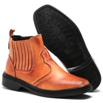 Bota Masculina Cano Curto Country Couro Confortavel Elástico Café 41