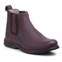 Bota Masculina Cano Curto Couro Botina Chelsea Conforto