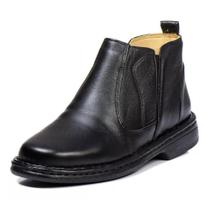 Bota Masculina Cano Curto Couro Confortável Lisa