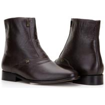 Bota Masculina Cano Curto Couro Zíper Costura Capelli Boots Café 41