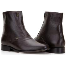 Bota Masculina Cano Curto Couro Zíper Costura Capelli Boots Café 44