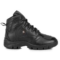 Bota Masculina Cano Curto Cross De Couro Preto Com Carteira