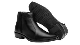 Bota Masculina Cano Médio Com Zíper Lateral Confortável Cor Preto Bota Masculina Cano Médio Com Zíper Lateral Confortável Cor Preto