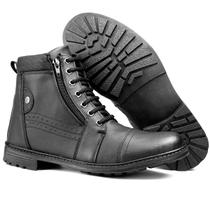 Bota Masculina Casual Cano Curto Cadarço Conforto Café