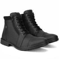 Bota Masculina Casual Cano Curto Cadarço Conforto Preto - Ferraretto