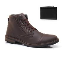 Bota Masculina Casual Com Carteira Hencco Coturno Cano Baixo Confortavel Com Ziper