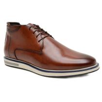 Bota Masculina Casual Couro Amarração Cadarço Elegante