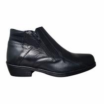Bota Masculina Casual Couro Legitimo BR2 Elastico Ziper Salto Baixo 202E Bota Masculina Casual Couro Legitimo BR2 Elastico Ziper Salto Baixo 202E