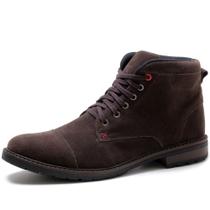 Bota Masculina Casual Hencco Coturno Cano Médio Camurça Confortável Macio