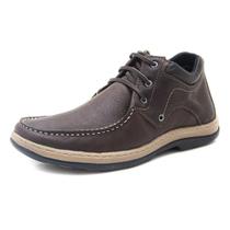 Bota Masculina Casual Pierrô de amarrar couro cor café