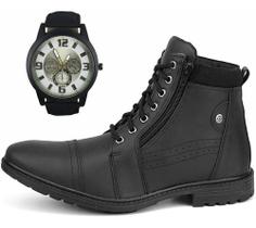 Bota Masculina Casual Zíper Lateral Com Relogio Bota Masculina Casual Zíper Lateral Com Relogio