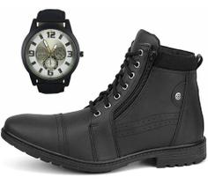 Bota Masculina Casual Zíper Lateral Com Relogio Bota Masculina Casual Zíper Lateral Com Relogio