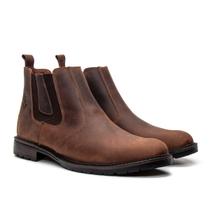Bota Masculina Chelsea Casual Couro Crazy Horse Macio Café 3001 Bota Masculina Chelsea Casual Couro Crazy Horse Macio Café 3001