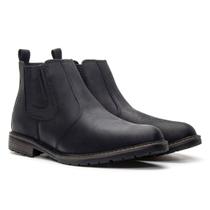 Bota Masculina Chelsea Casual Couro Crazy Horse Macio Preto 3001