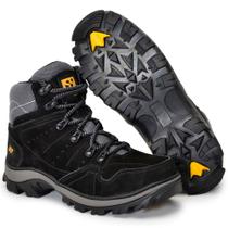 Bota Masculina Coturno Adventure Couro Preto Impermeável Cano Médio