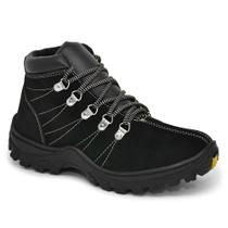 Bota Masculina Coturno Adventure Shoes Casual Em Couro Preto + Carteira