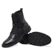 Bota Masculina Coturno Cano Alto Preto Rockeiro Fivela com Metal Bota Masculina Coturno Cano Alto Preto Rockeiro Fivela com Metal
