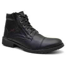 Bota Masculina Coturno Casual material sintético Zíper Lateral Antiderrapante Confortável Bota Masculina Coturno Casual material sintético Zíper Lateral Antiderrapante Confortável