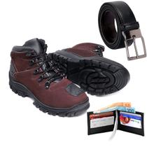 Bota Masculina Coturno Casual Moderno Para Fazer Trilha Cano Baixo + Carteira + Cinta