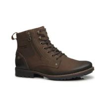 Bota Masculina Coturno Em Couro Pegada Castanho