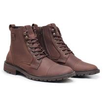 Bota Masculina Coturno Preto Cano Medio de Couro Original Conforto