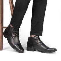 Bota Masculina Coturno Preto Casual Cano Baixo De Amarrar