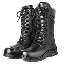 Bota Masculina Coturno Tática Militar Preta Cano Longo Confortável Resistente Zíper Lateral