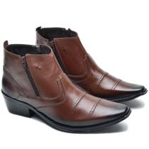 Bota Masculina Country Cano Curto Bico Fino Ziper Confort 37 ao 44