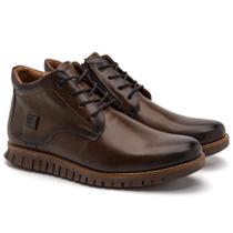 Bota Masculina Couro Cadarço Cano Curto Confortável Casual