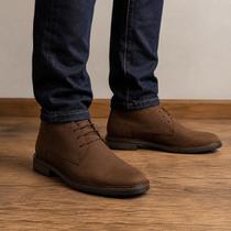 Bota Masculina Couro Camurca Marrom Bico Redondo Cano Medio Conforto Turunelli Inverno Bota Masculina Couro Camurca Marrom Bico Redondo Cano Medio Conforto Turunelli Inverno