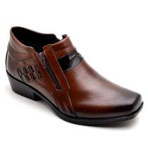 Bota Masculina Couro Cano Curto Zíper Detalhe Costuras