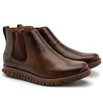 Bota Masculina Couro Chelsea Elástico Cano Curto Casual