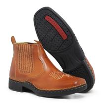 Bota Masculina Couro Country Costurada Solado Borracha 204