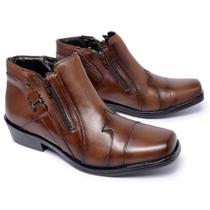 Bota Masculina Couro Country Linha Conforto Premium Cor Café