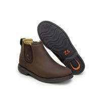 Bota Masculina Couro Elástico Resistente Dia a Dia Conforto