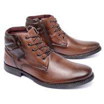 Bota Masculina Couro Lançamento Linha Confort Premium Cor Café