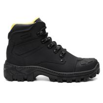 Bota Masculina Couro legitimo Bico PVC Cano Médio