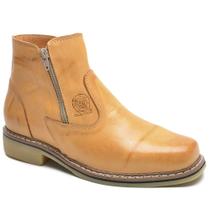 Bota Masculina Couro Legítimo Botina cor Bege Bota Masculina Couro Legítimo Botina cor Bege