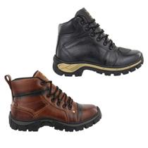 Bota Masculina Couro Legitimo Moto Adventure Kit 2pares