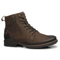 Bota Masculina Couro Pegada Zíper Lateral Cano Curto Cor:MarromTamanho:41