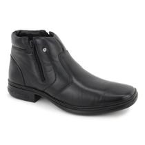 Bota Masculina Couro Preta Cano Curto Confortável Zíper Lateral Solado Antiderrapante Bota Masculina Couro Preta Cano Curto Confortável Zíper Lateral Solado Antiderrapante
