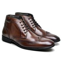 Bota Masculina de Amarrar em Couro Legitimo Café Sola de Borracha Antiderrapante Confortável Berganno Bota Masculina de Amarrar em Couro Legitimo Café Sola de Borracha Antiderrapante Confortável Berganno