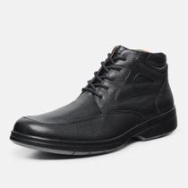 Bota Masculina De Couro Cano Curto Fechamento Em Cadarço Solado De Borracha Antiderrapante