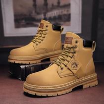 Bota Masculina de Couro com Cadarços - Estilo Motociclista para Inverno