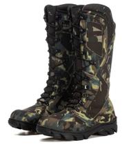 Bota Masculina de Segurança PM Militar Cano Alto Proteção Semi Nobuck Camuflado