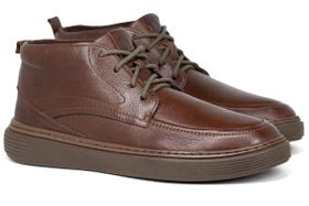 Bota Masculina Democrata Denim Clash Couro Com Cadarço Confortável