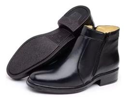Bota Masculina Dluttyano Couro Social Zíper Duplo Anatômica