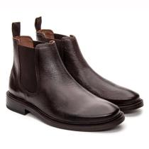 Bota Masculina Elástico Chelsea Couro Calce Fácil Conforto
