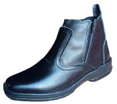 Bota Masculina em Couro Botina de Ziper Fecho Solado Borracha Costurado Botinha Linda 2220 Preta
